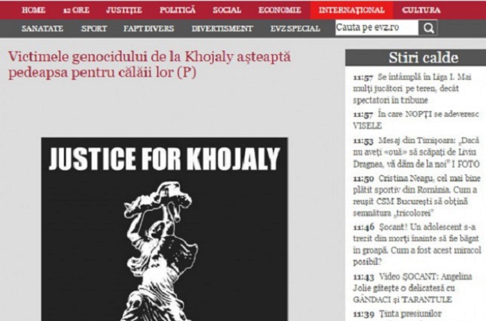 Le journal Evenimentul zilei publie un article sur la tragédie de Khodjaly